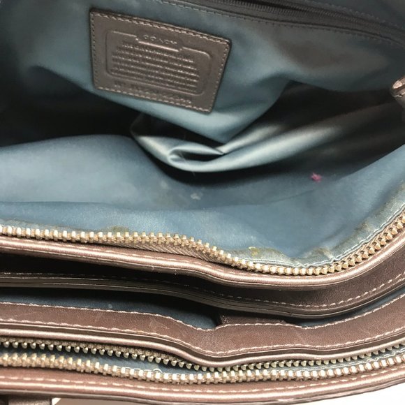 COACH XL Silver Jacquard Fabric Shoulder Bag - Picture 6 of 7